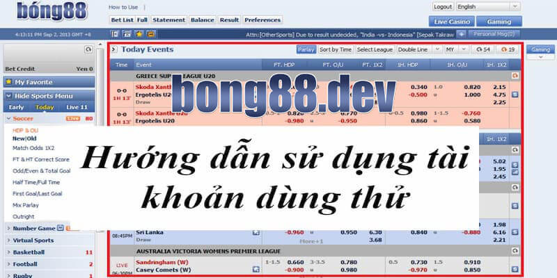 Hướng dẫn đăng kí tài khoản dùng thử bong88